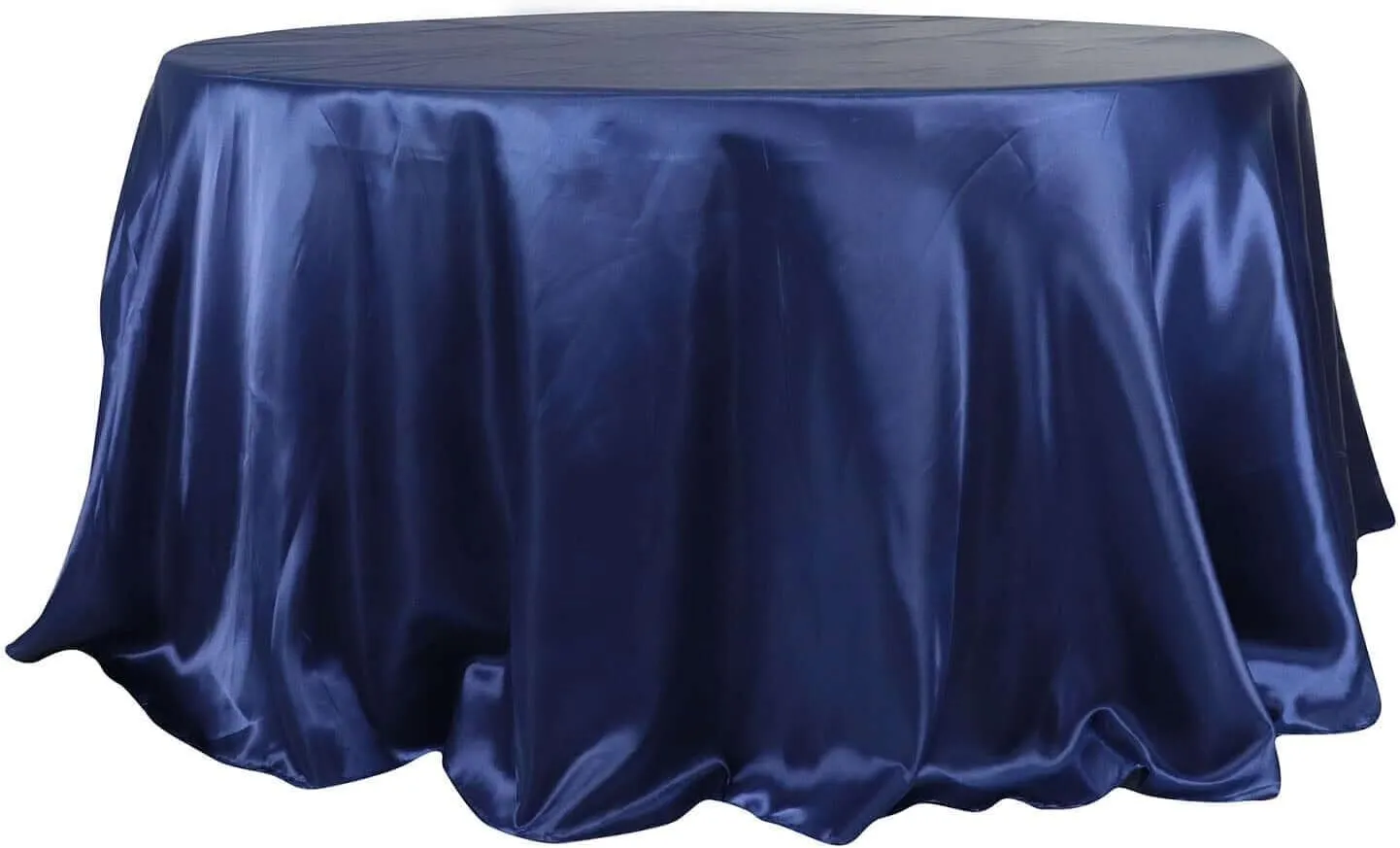 132" Navy Blue Round Satin Tablecloth