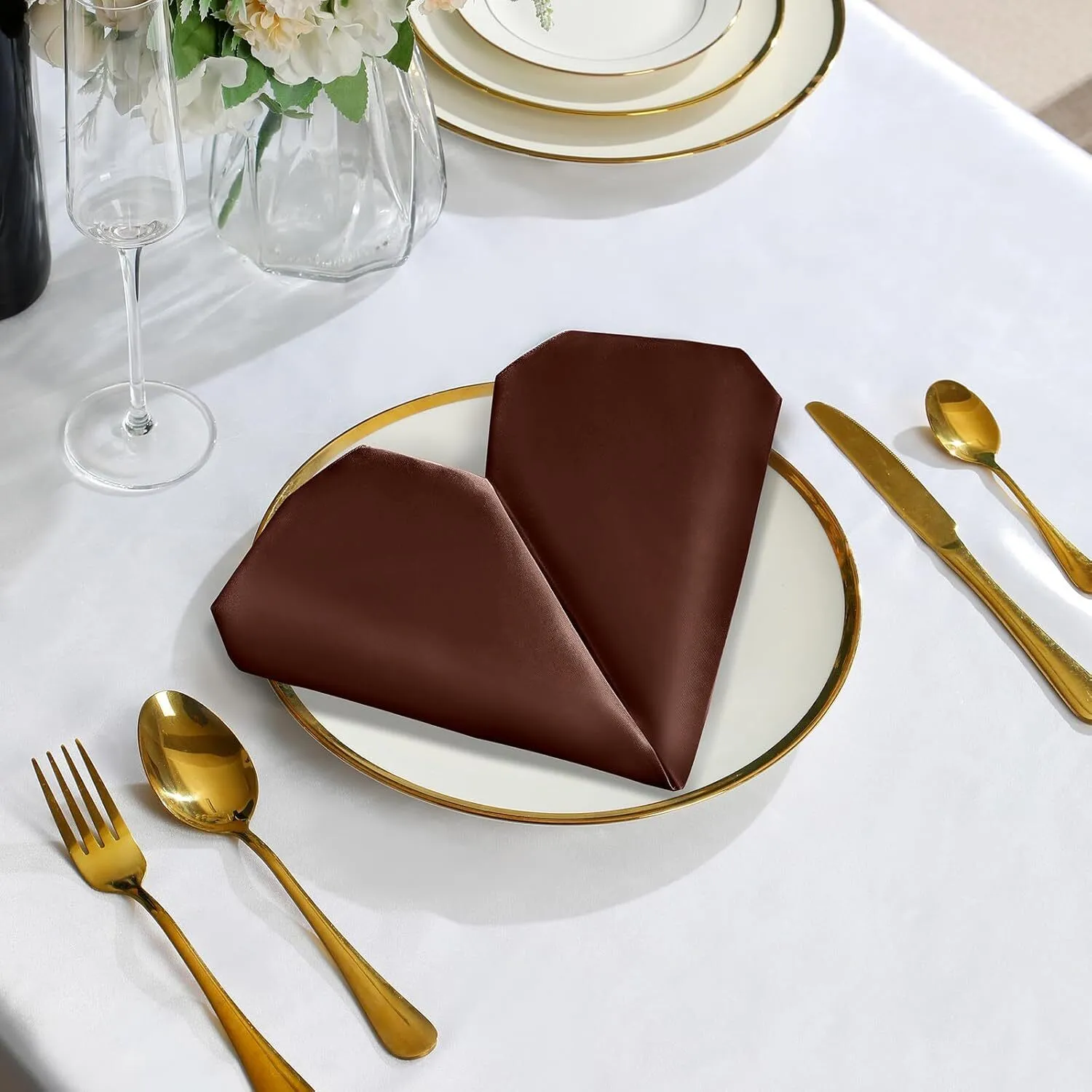 17" x 17" Chocolate Brown Satin Napkin