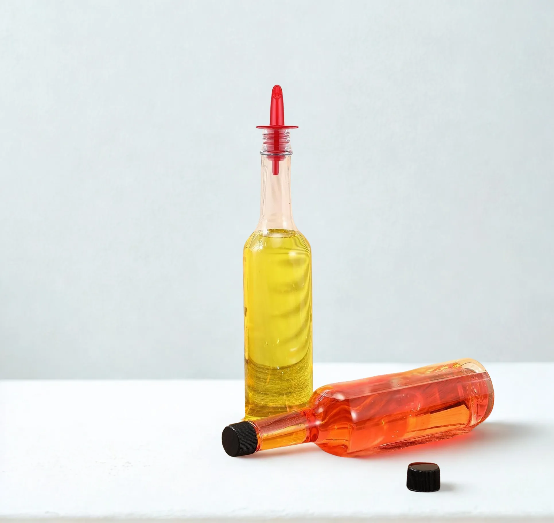 15 oz Plastic Bottles for Sno Cone Syrup with Red Pourer