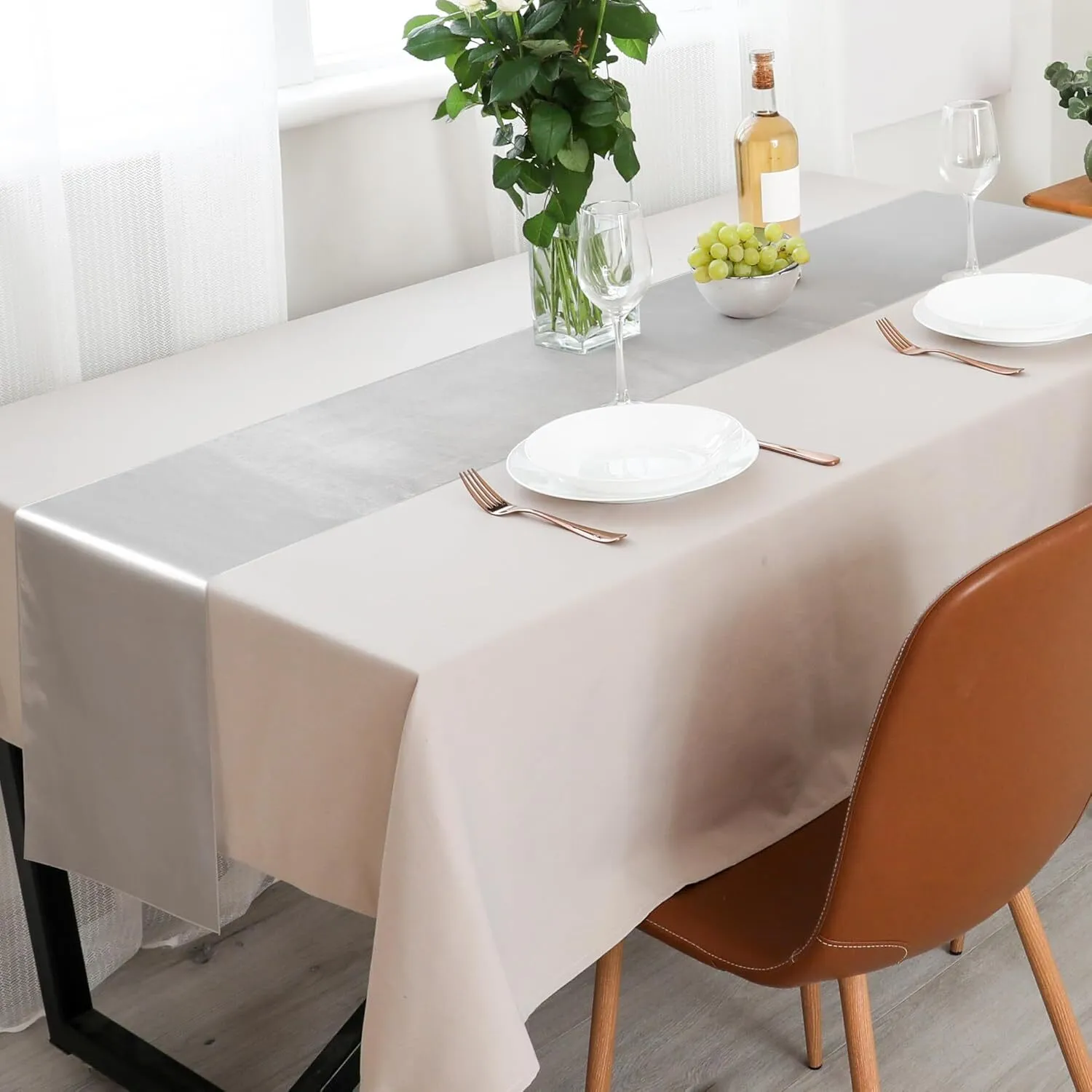 12" x 108" Light Silver Satin Table Runner