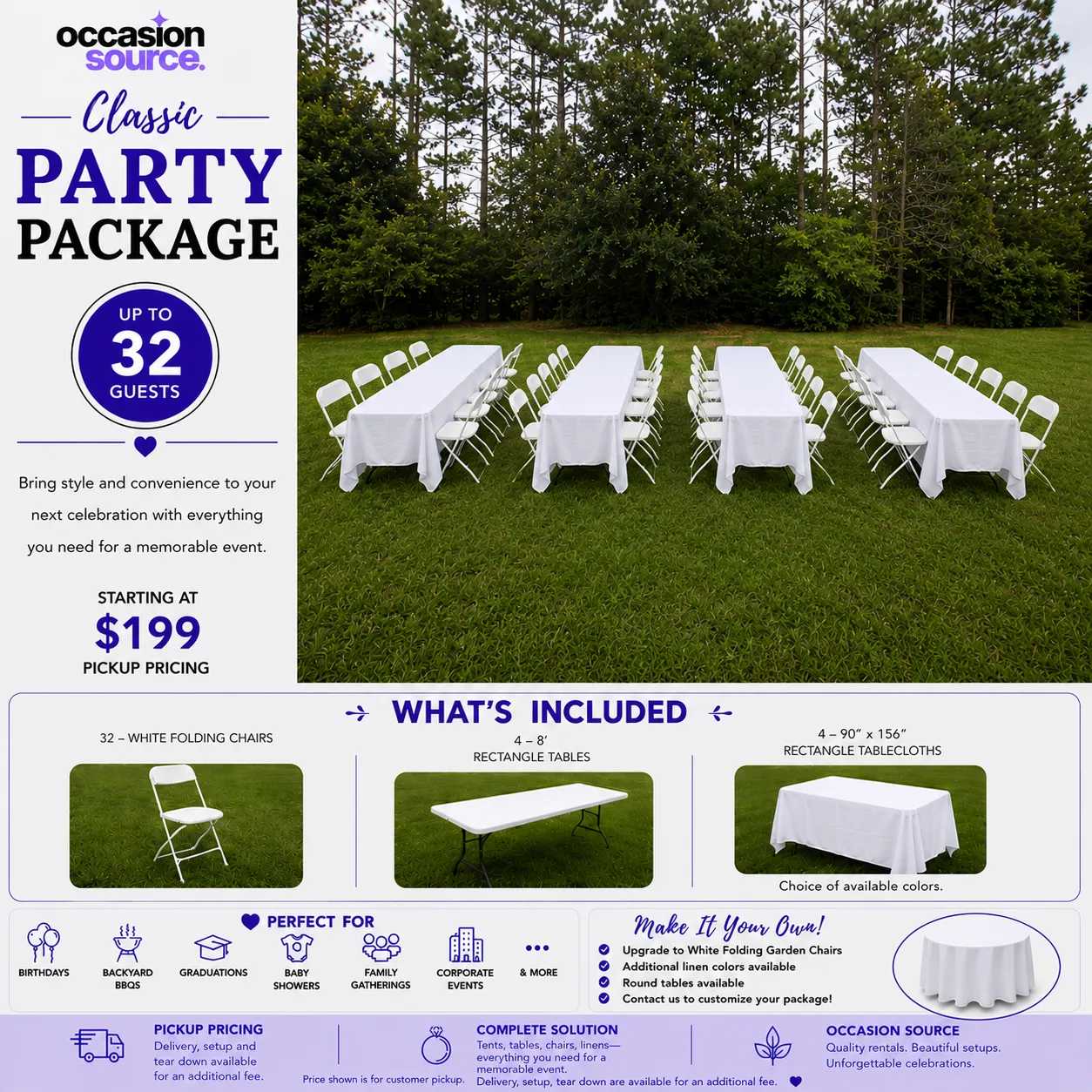 Classic Party Package – up to 32 Guests
