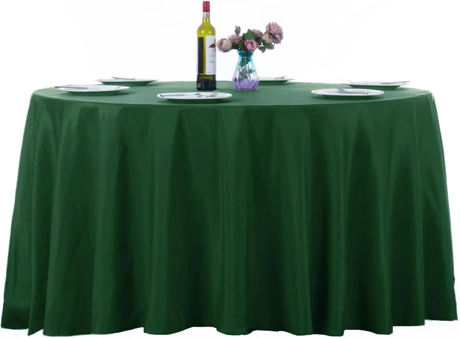 132" Hunter Green Round Polyester Tablecloth