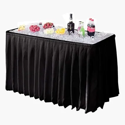 4 ft Portable Ice Bin Table with Skirt - Black