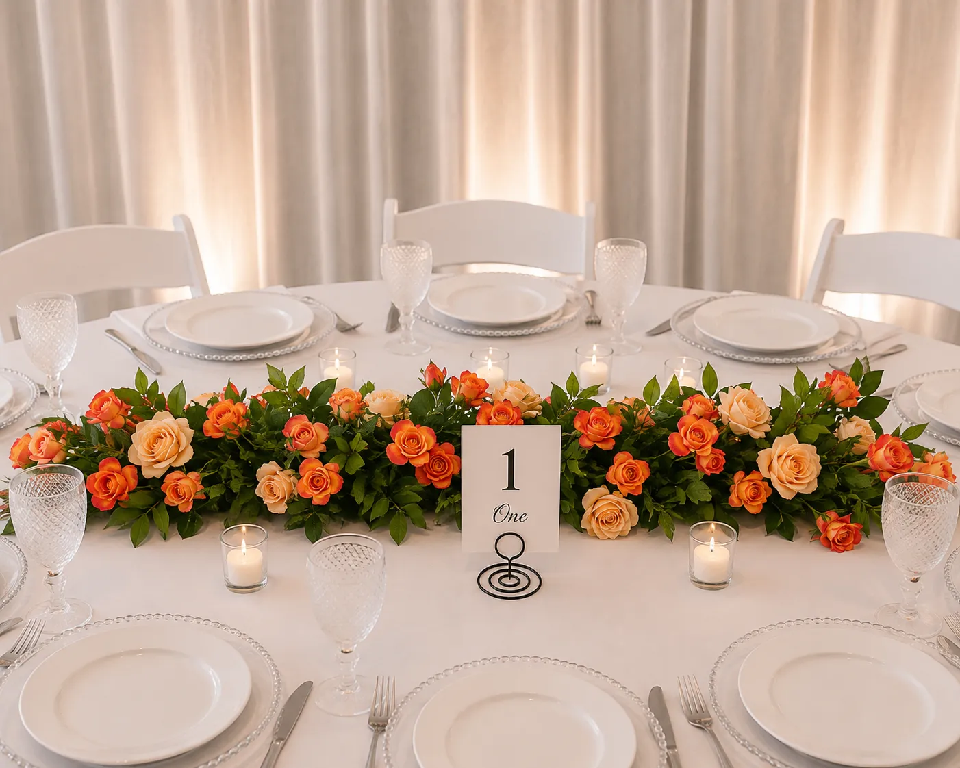 7.9 ft Sunset Red & Orange Rose Garland – Artificial Silk Floral Vine