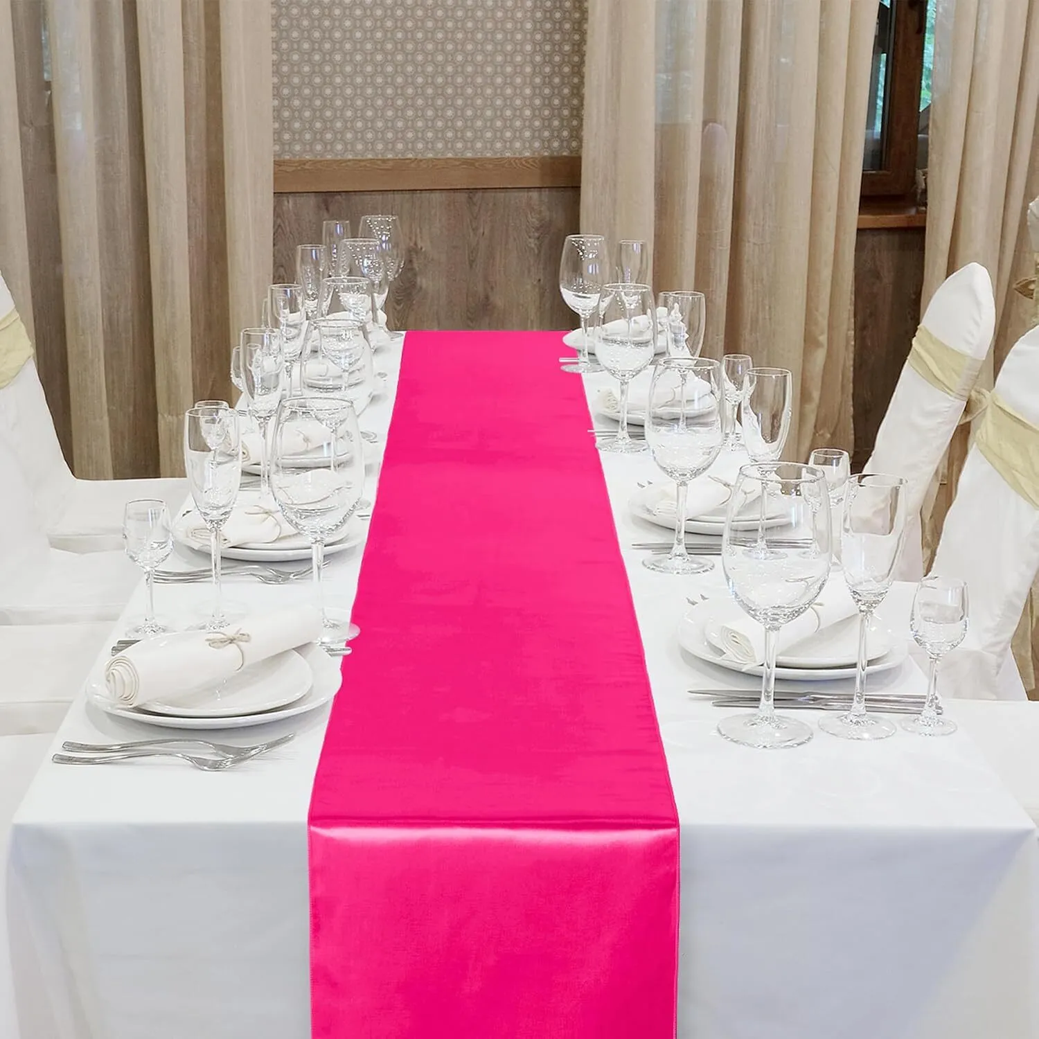 12" x 108" Hot Pink Satin Table Runner