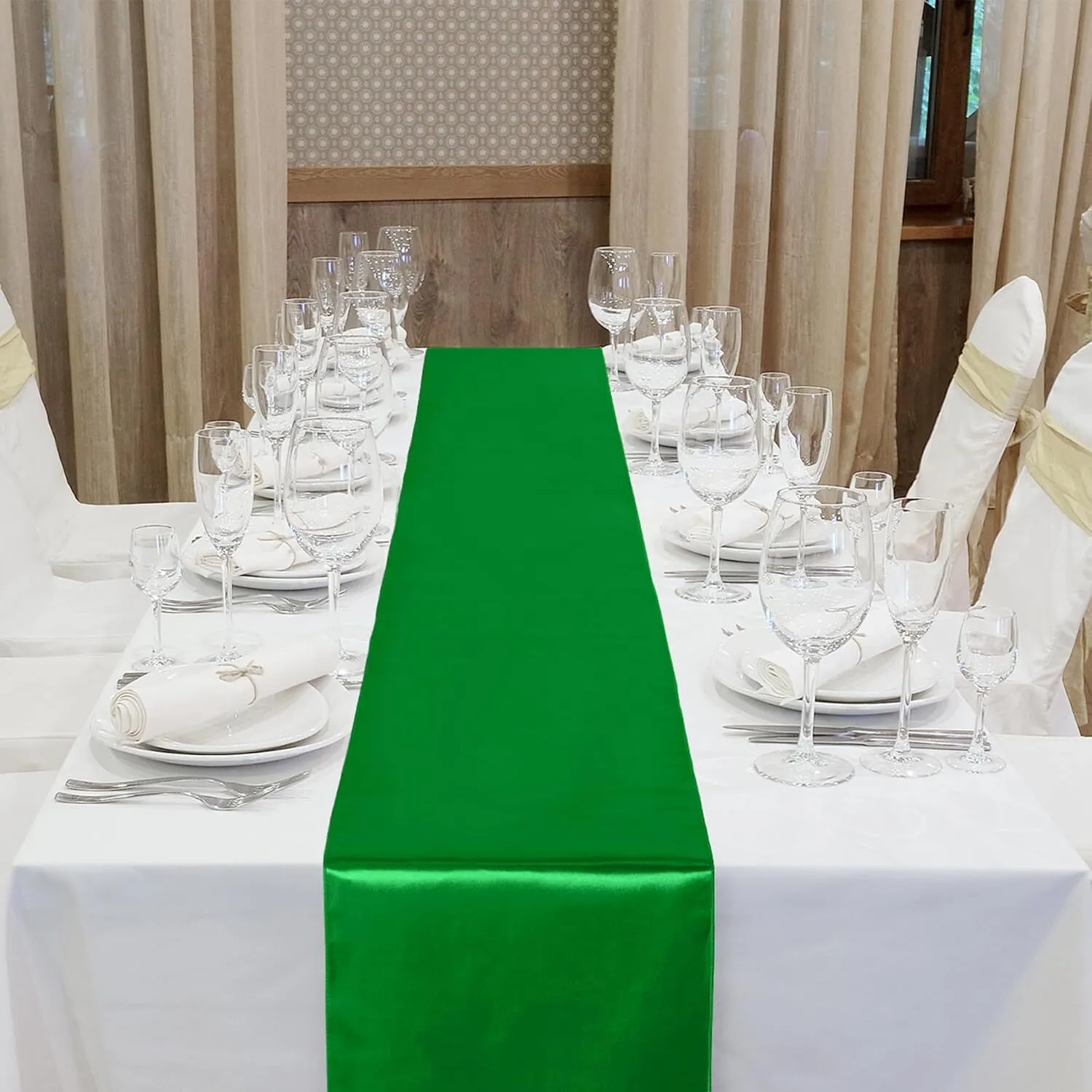 12" x 108" Emerald Green Satin Table Runner
