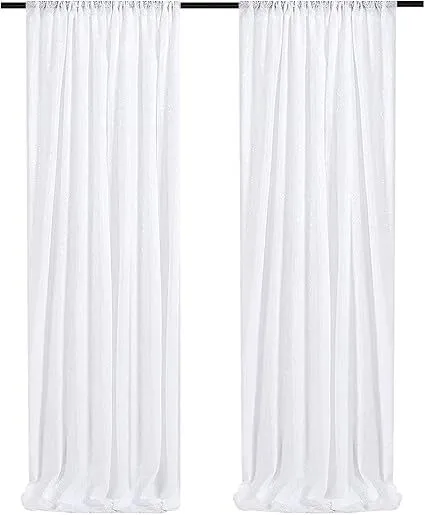 2 ft x 8 ft White Sequin Backdrop Curtains