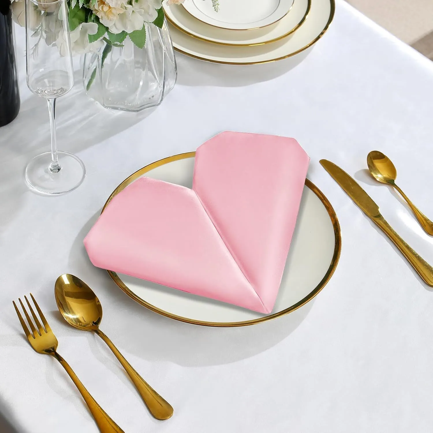 17" x 17" Blush Pink Satin Napkin