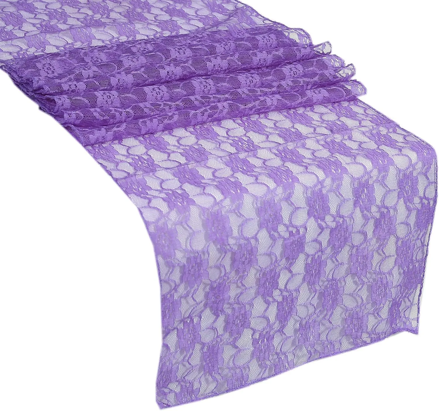 12" x 108" Lavender Floral Lace Table Runner