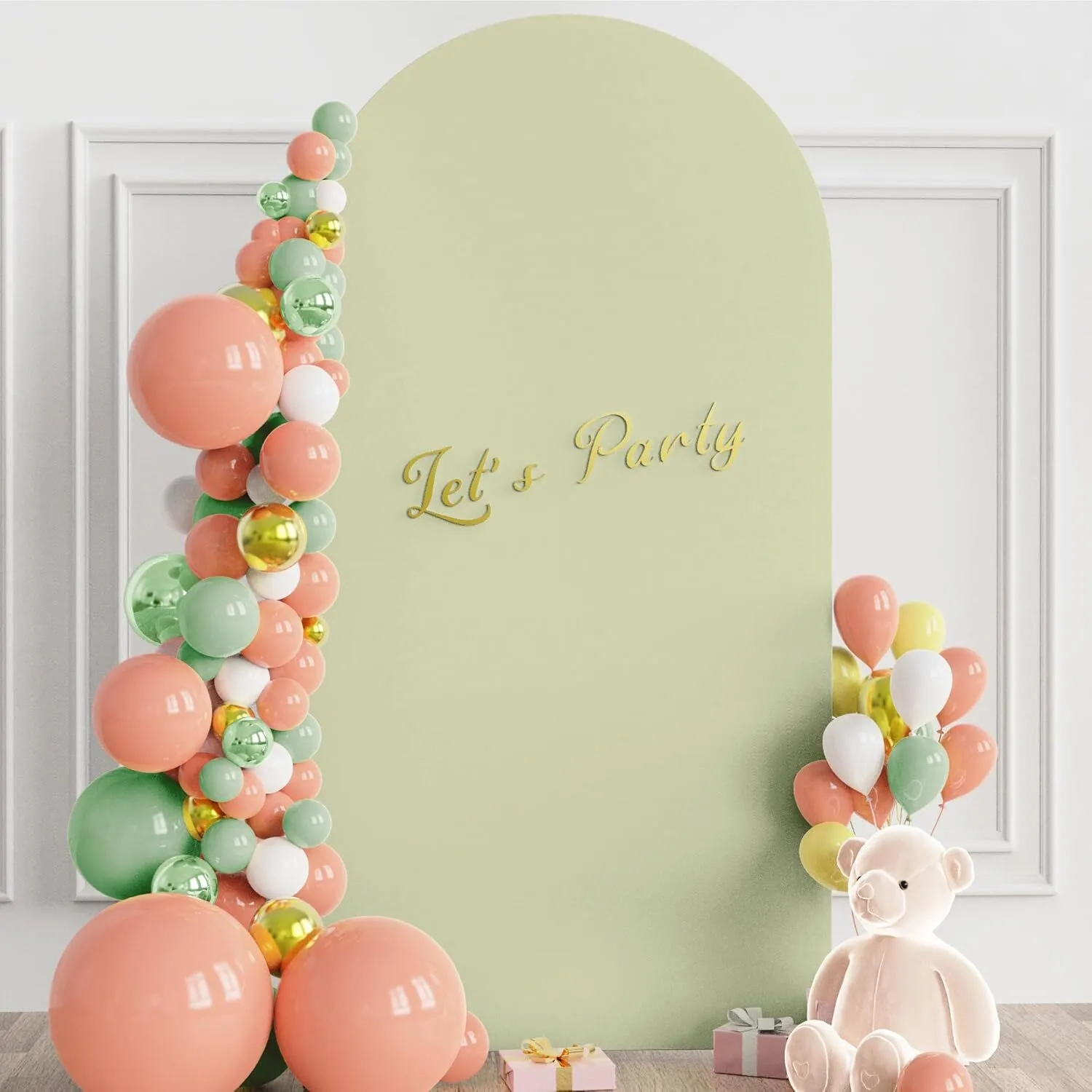6.6 ft Light Sage Green Spandex Arch Backdrop Cover