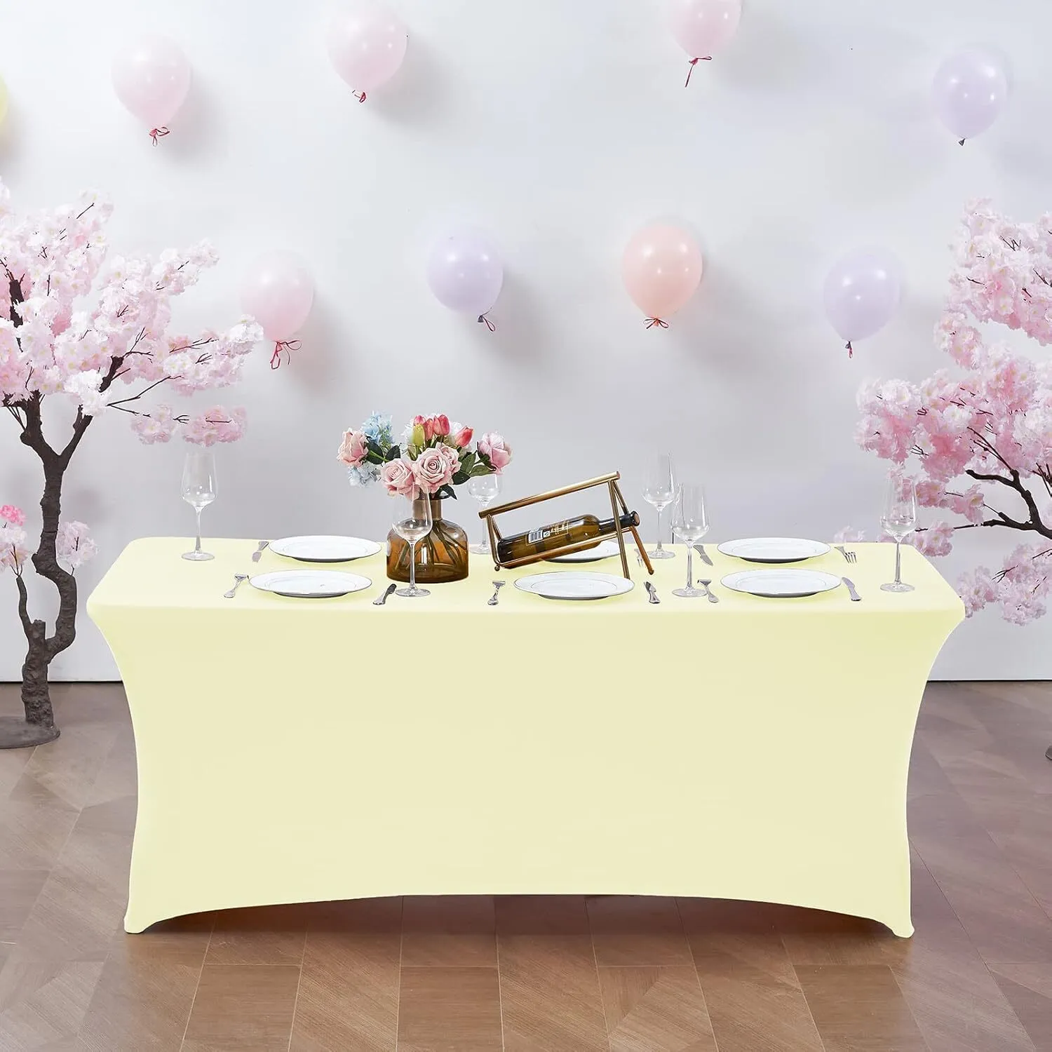 6' Ivory Rectangle Spandex Tablecloth