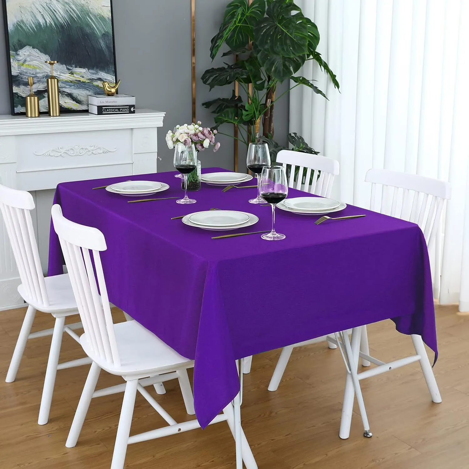 90" X 132" Purple Rectangle Polyester Tablecloth