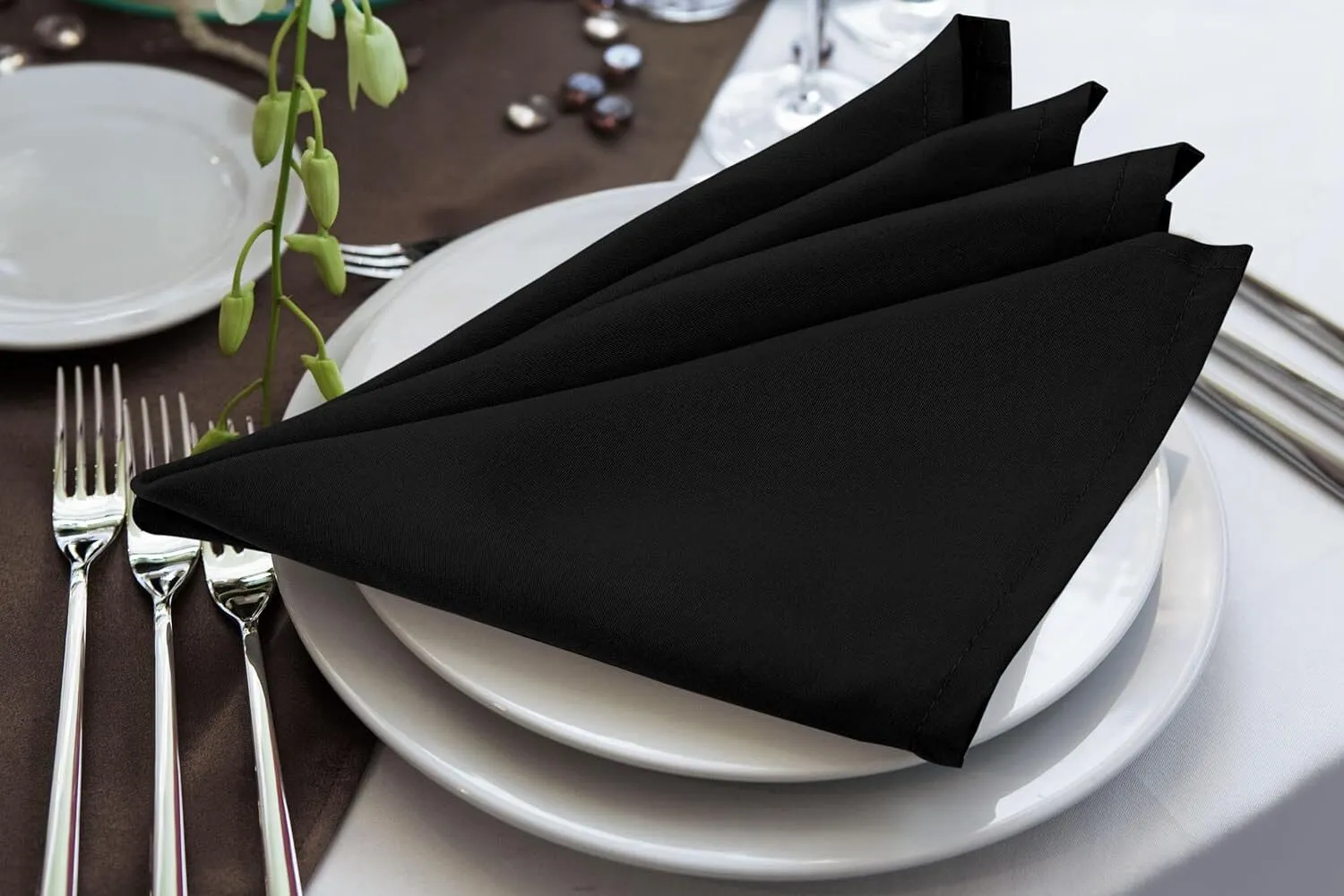 18" x 18" Black Polyester Napkin