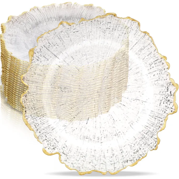 Clear  Reef Charger with Gold Edge 