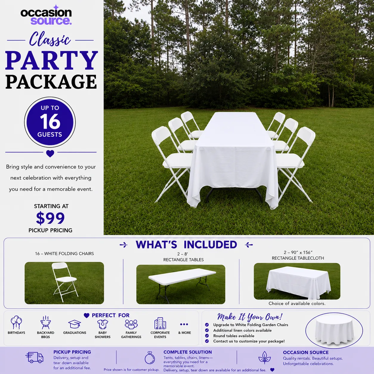 Classic Party Package – up to 16 Guests