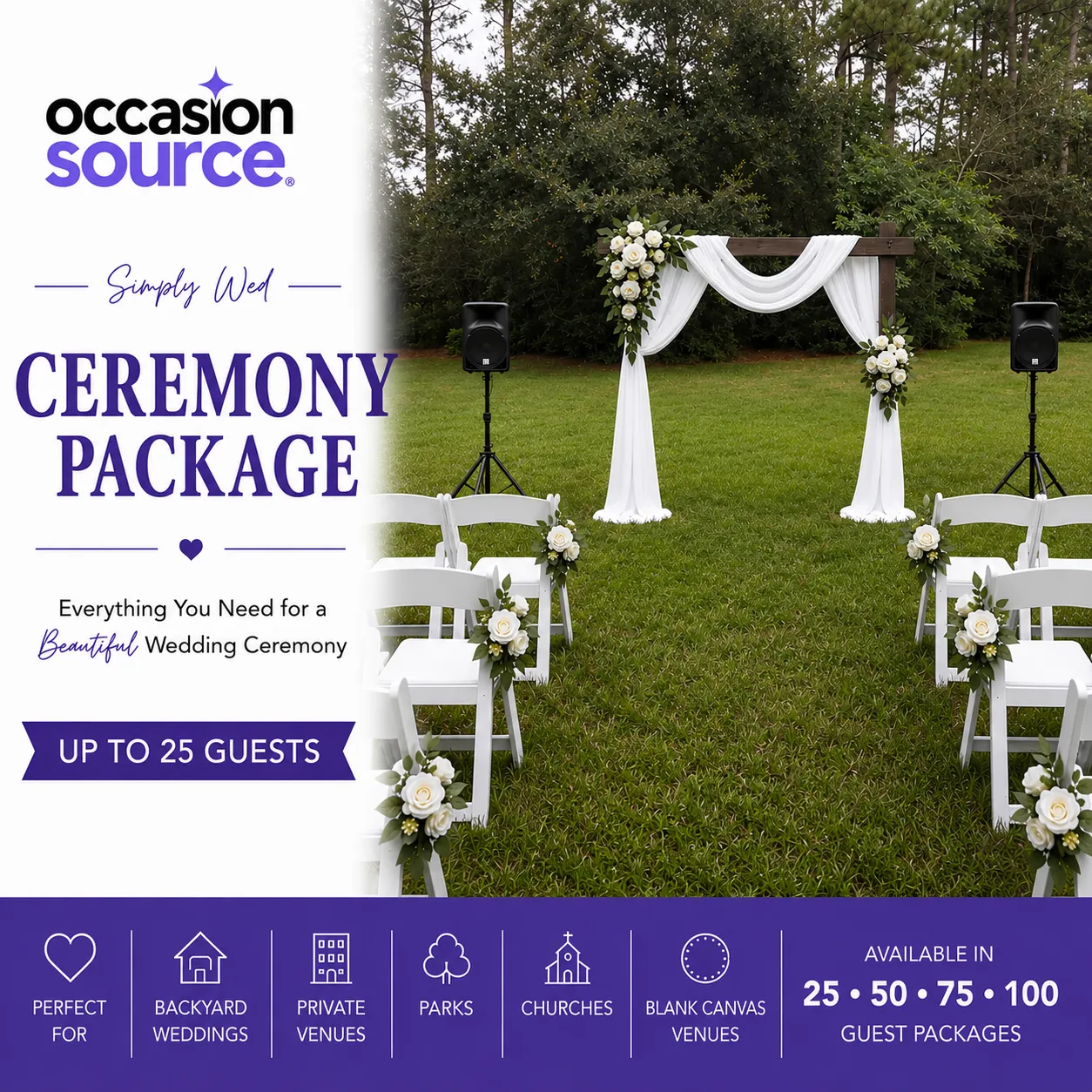 Simply Wed Ceremony Package - Up to 25 Guests