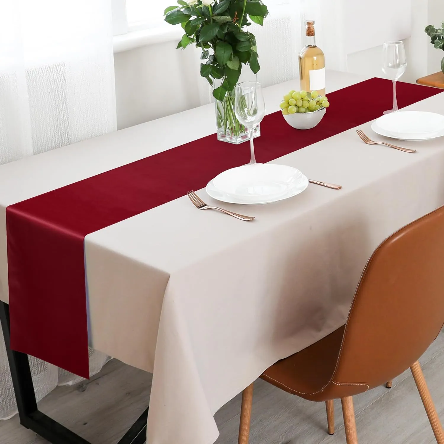 12" x 108" Burgundy Satin Table Runner