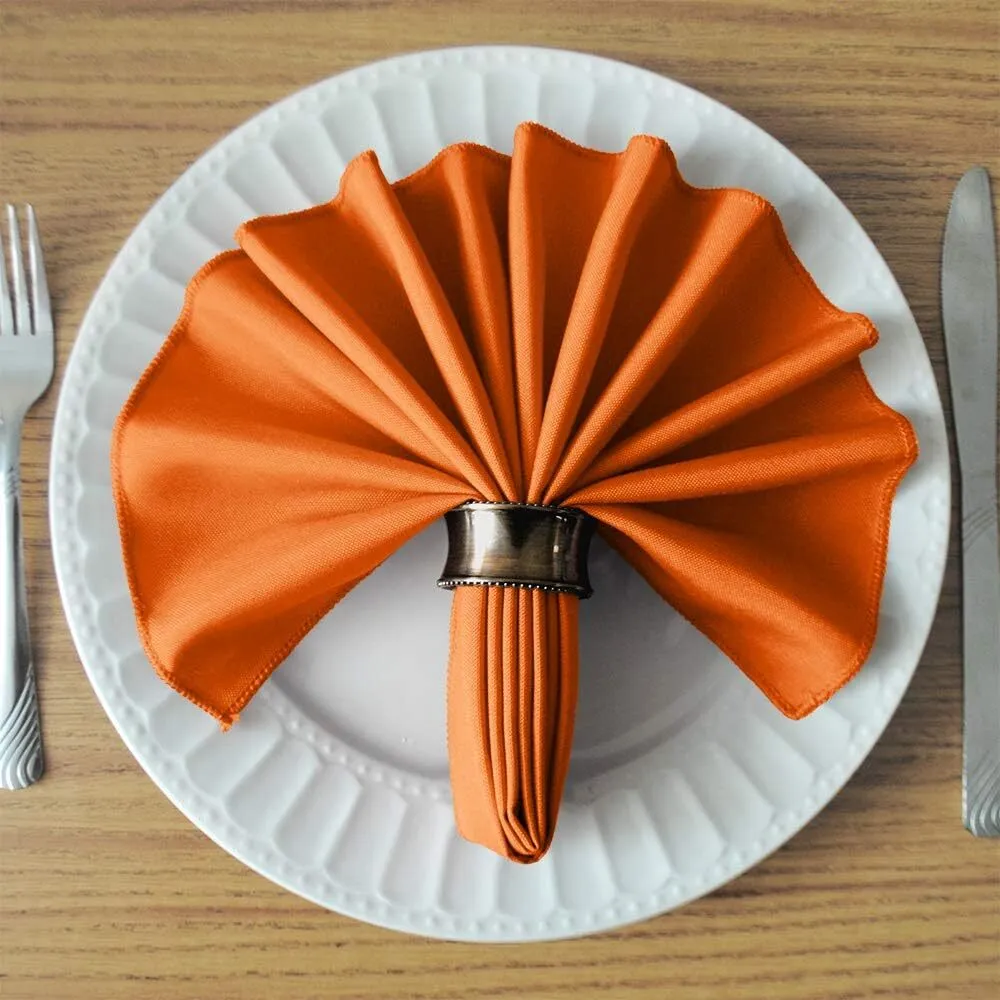 17" x 17" Pumpkin Orange Polyester Napkin