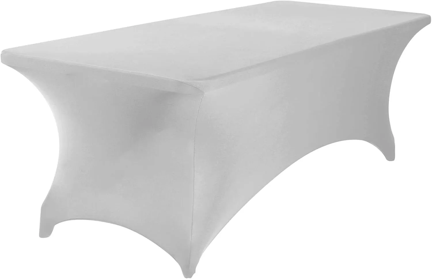 8 ft Silver Rectangle Spandex Tablecloth