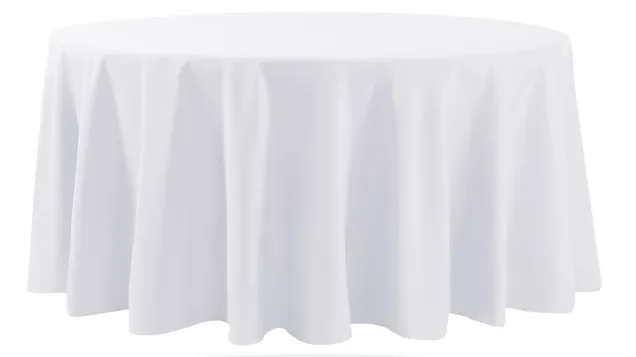 108" White Round Polyester Tablecloth