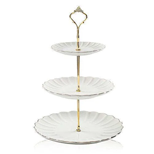 3-Tier White Ceramic Stand