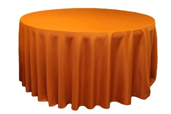 132" Orange Round Polyester Tablecloth