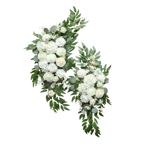 2-Piece White Artificial Flower Arch Décor Set