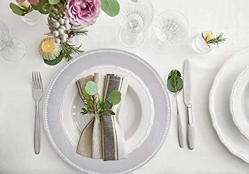 Silver Charger Plate with Beaded Edge