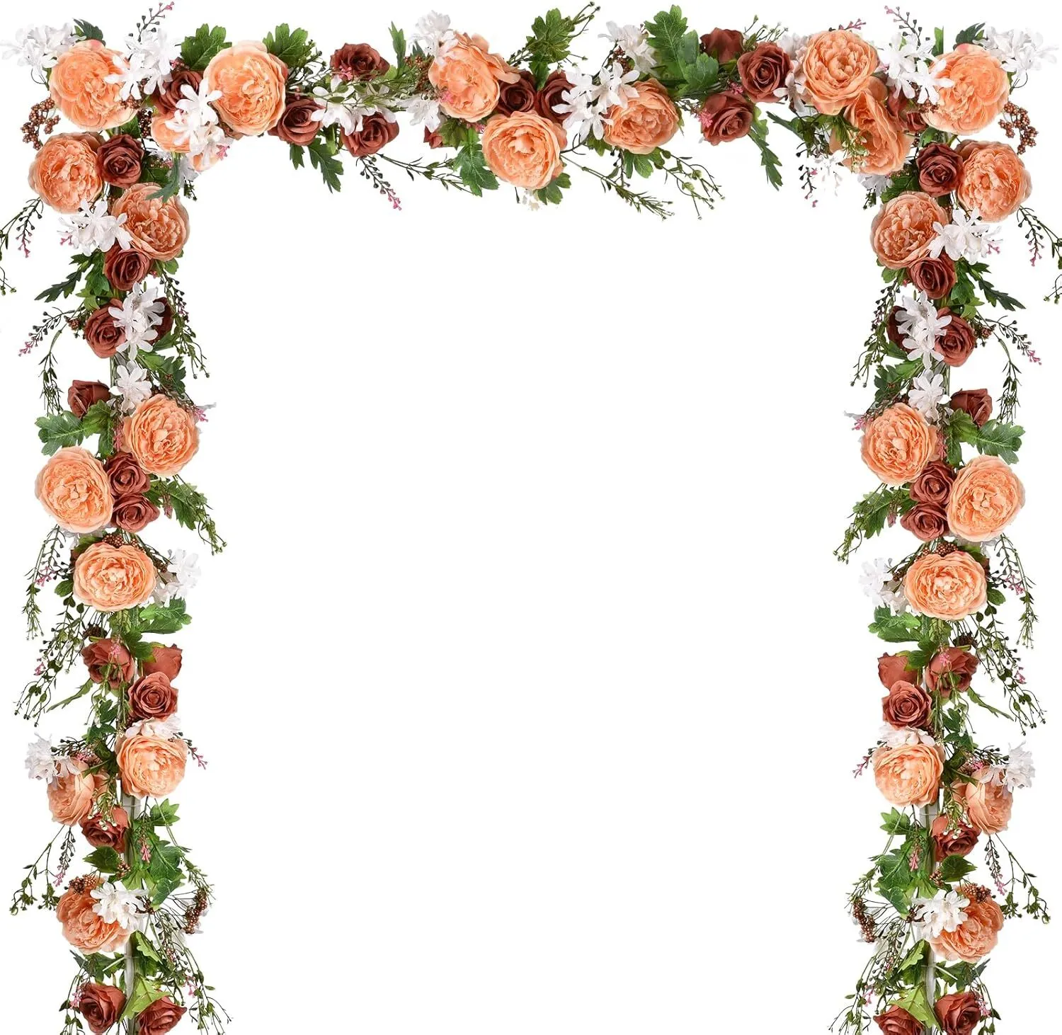 6 ft Strand Orange Artificial Peony Flower Garland