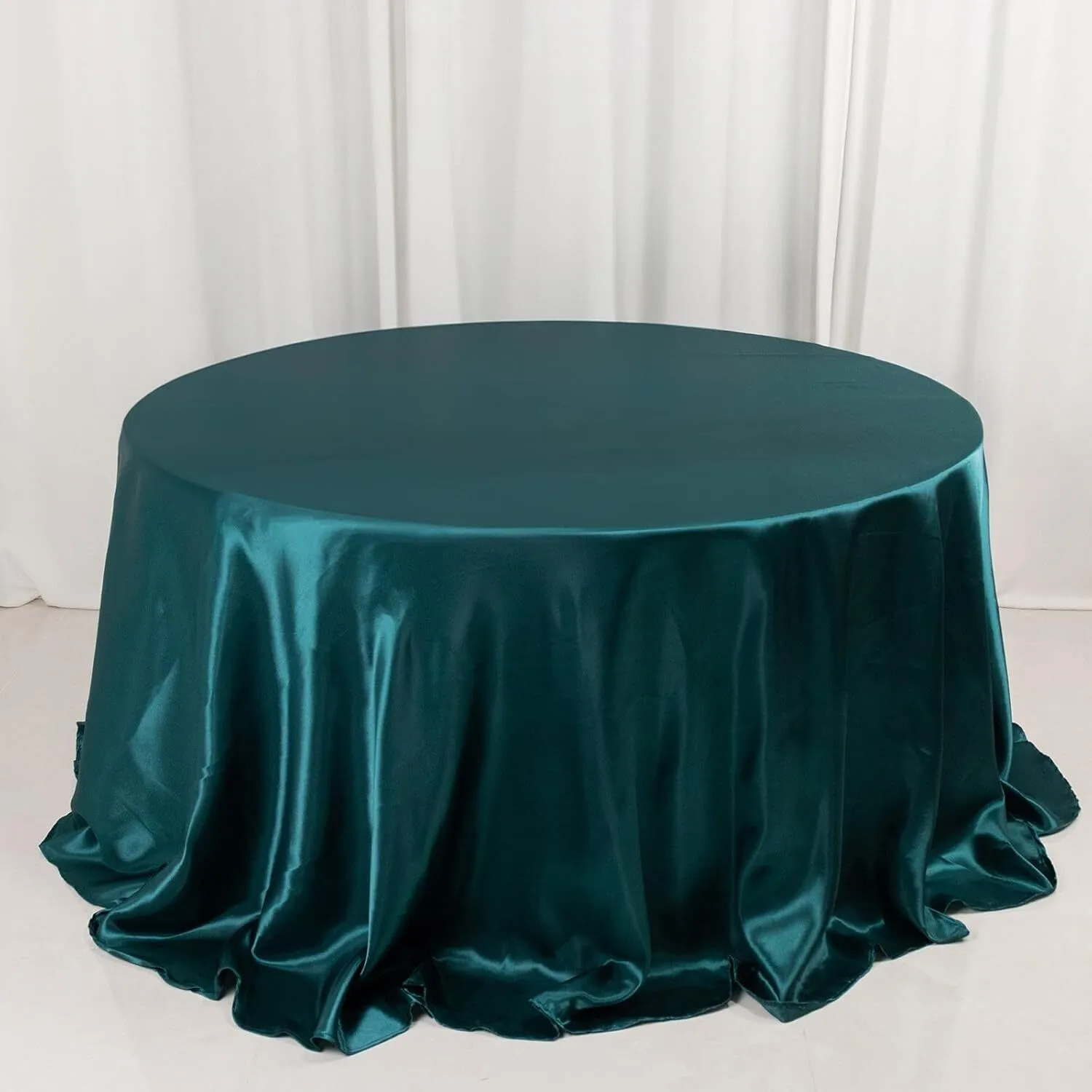 132" Teal Green Round Satin Tablecloth
