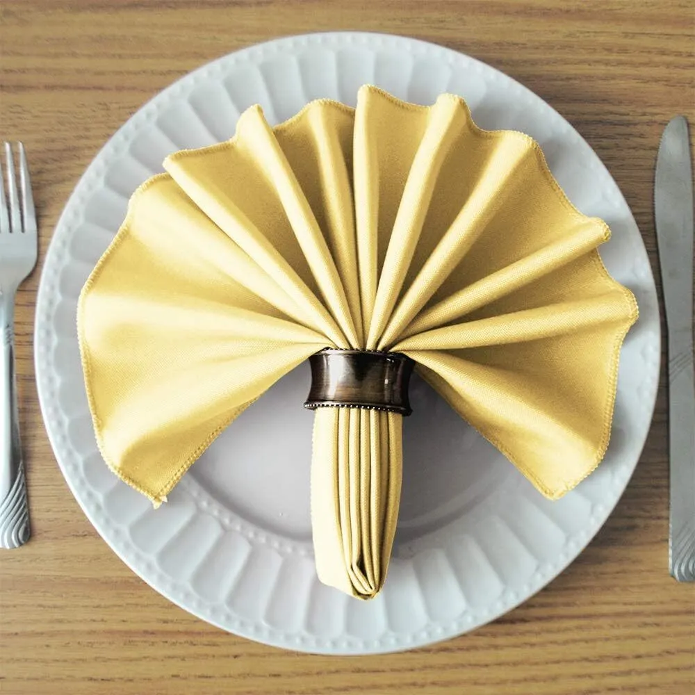 17" x 17" Butter Yellow Polyester Napkin