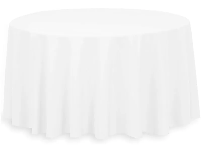132" White Round Polyester Tablecloth
