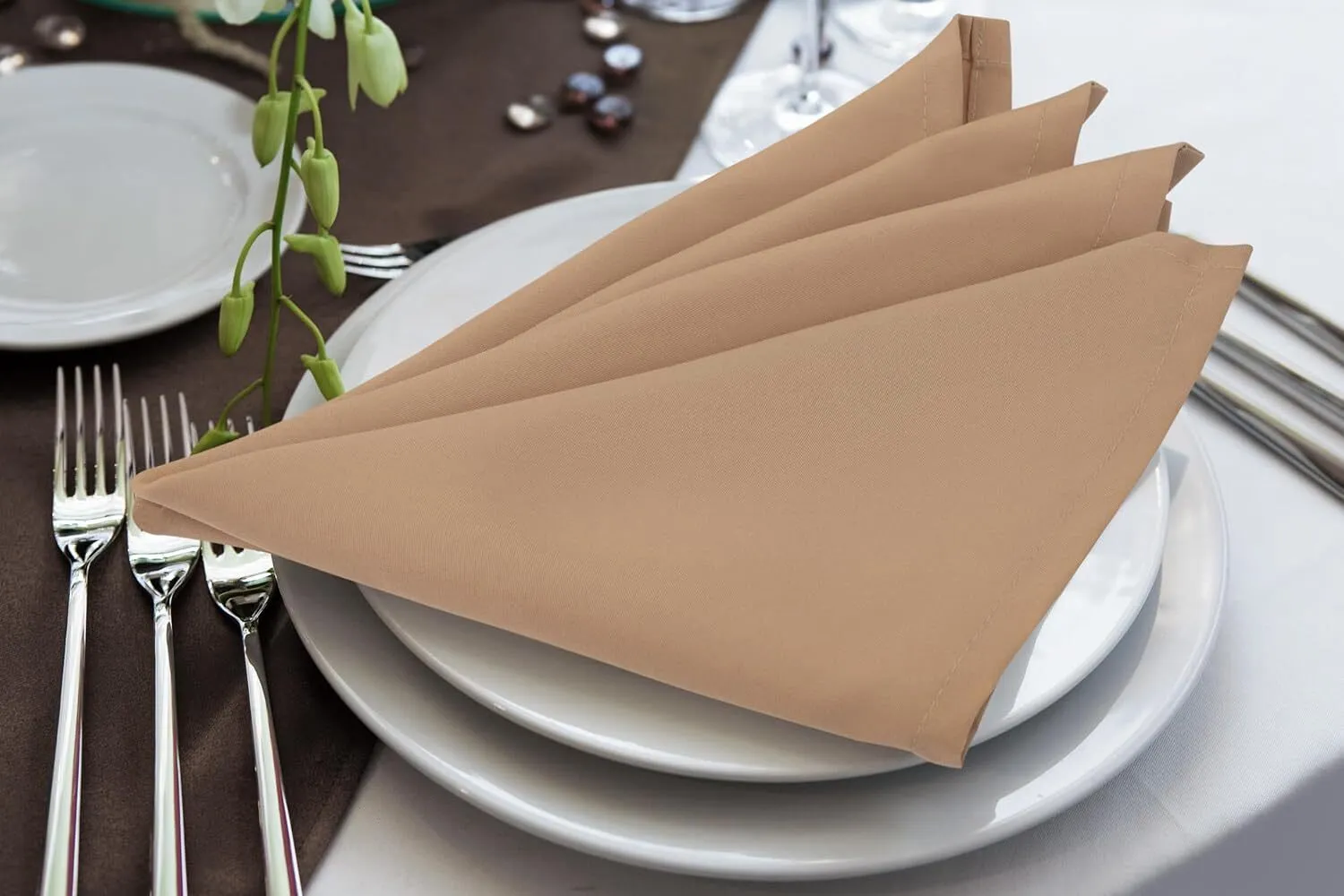 18" x 18" Beige Polyester Napkin