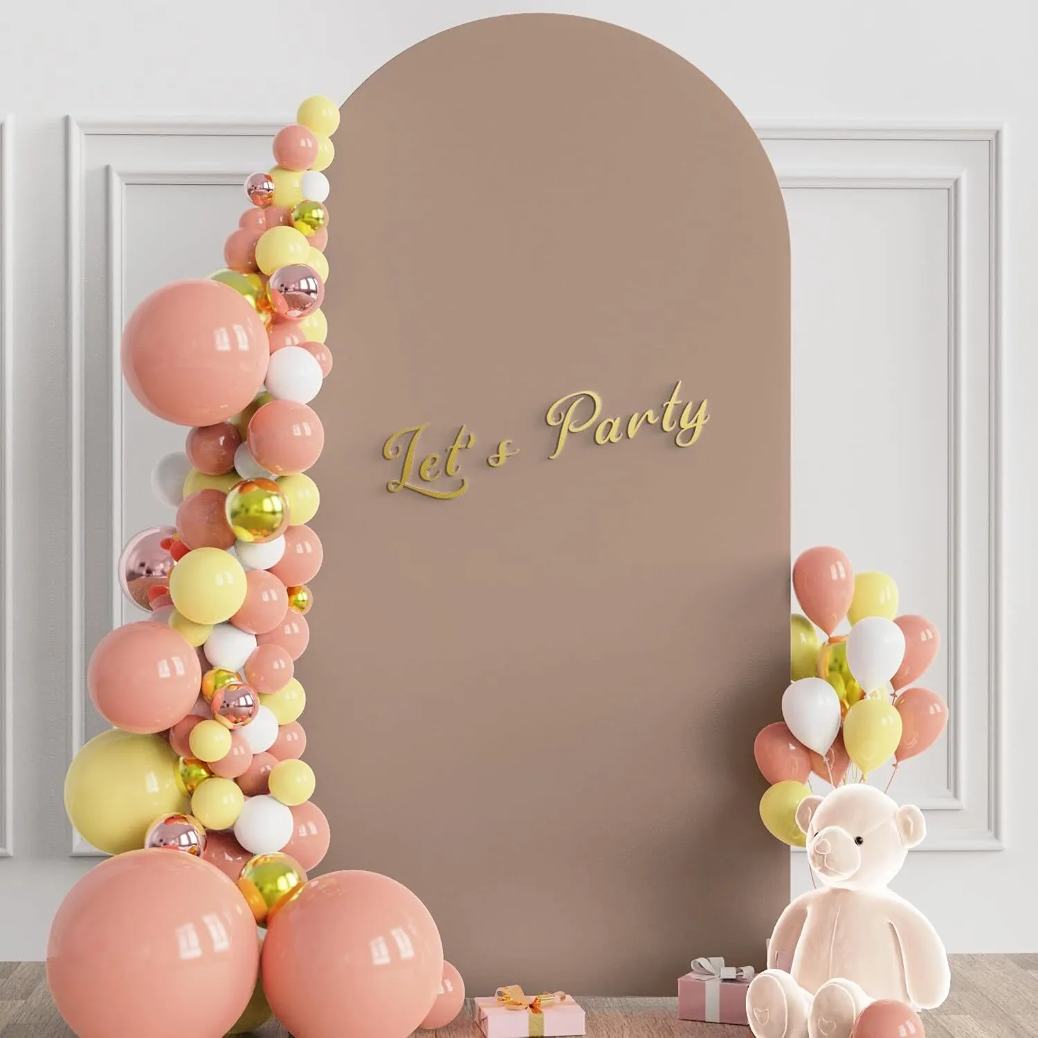 6.6 ft Nude Brown Spandex Arch Backdrop Cover