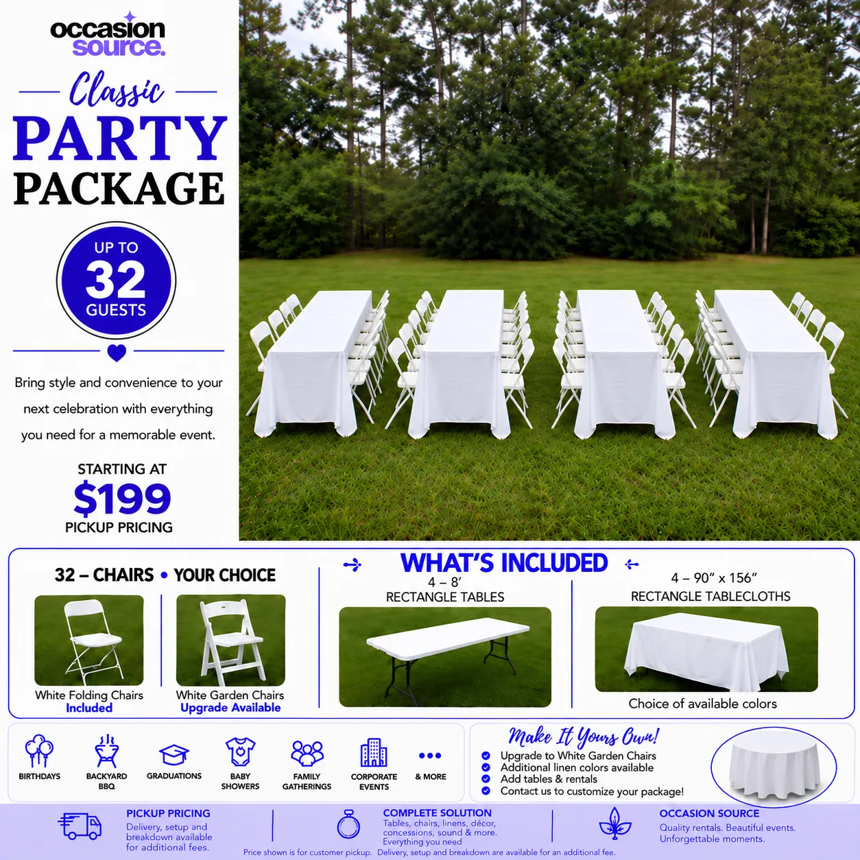 Classic Party Package – up to 32 Guests