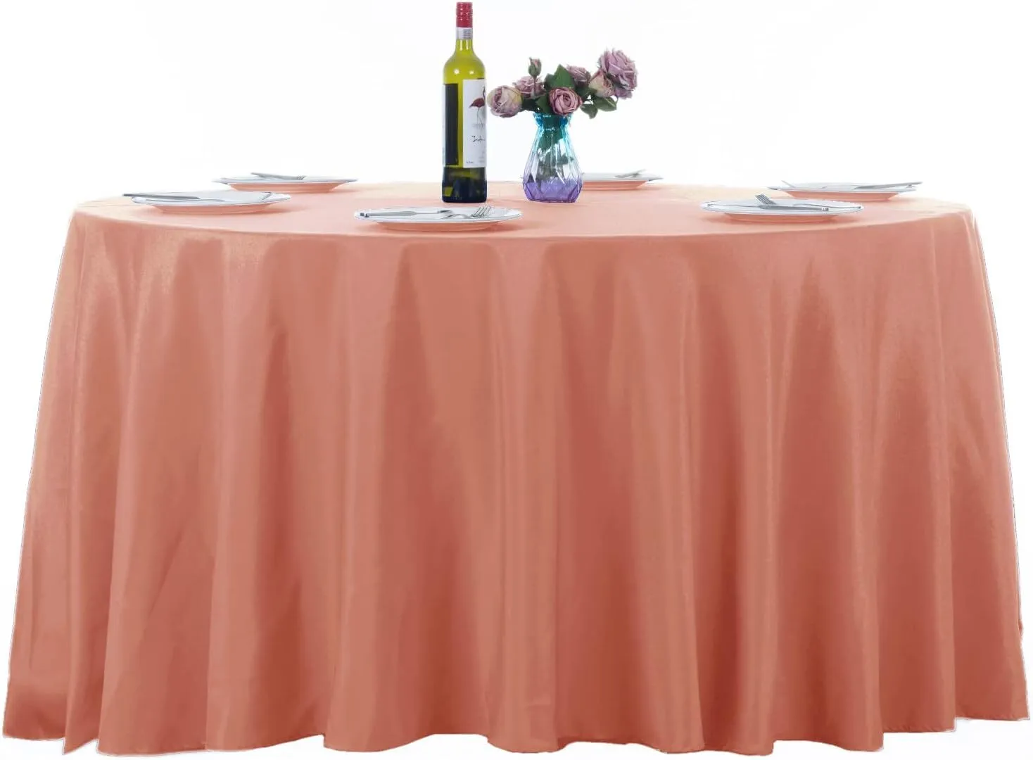 132" Dusty Pink Round Polyester Tablecloth