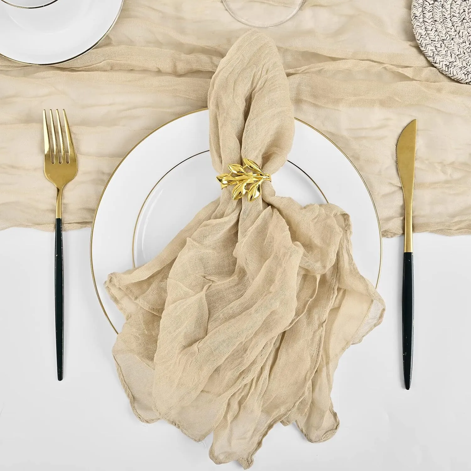 20" x 20" Beige Cheesecloth Napkin