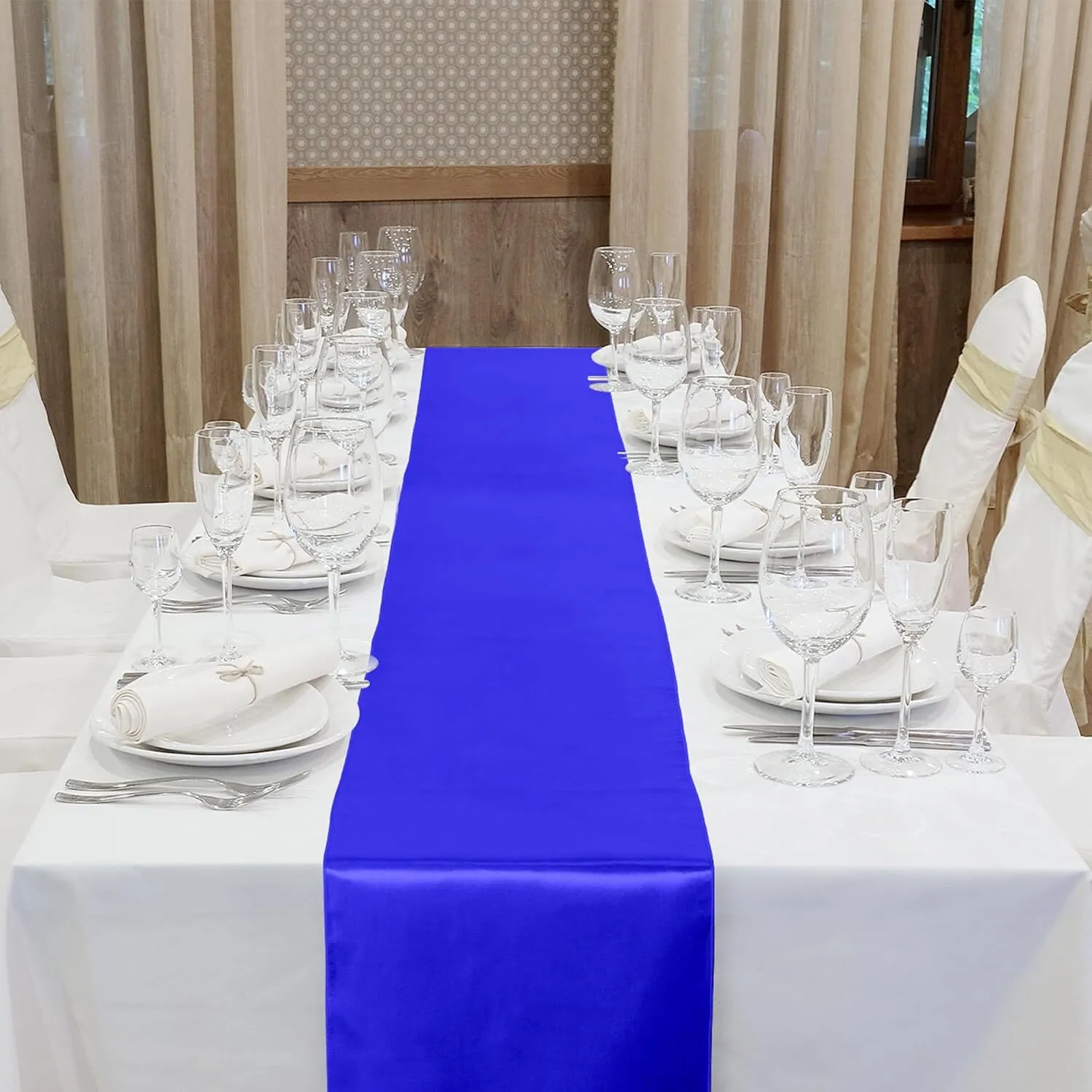 12" x 108" Royal Blue Satin Table Runner