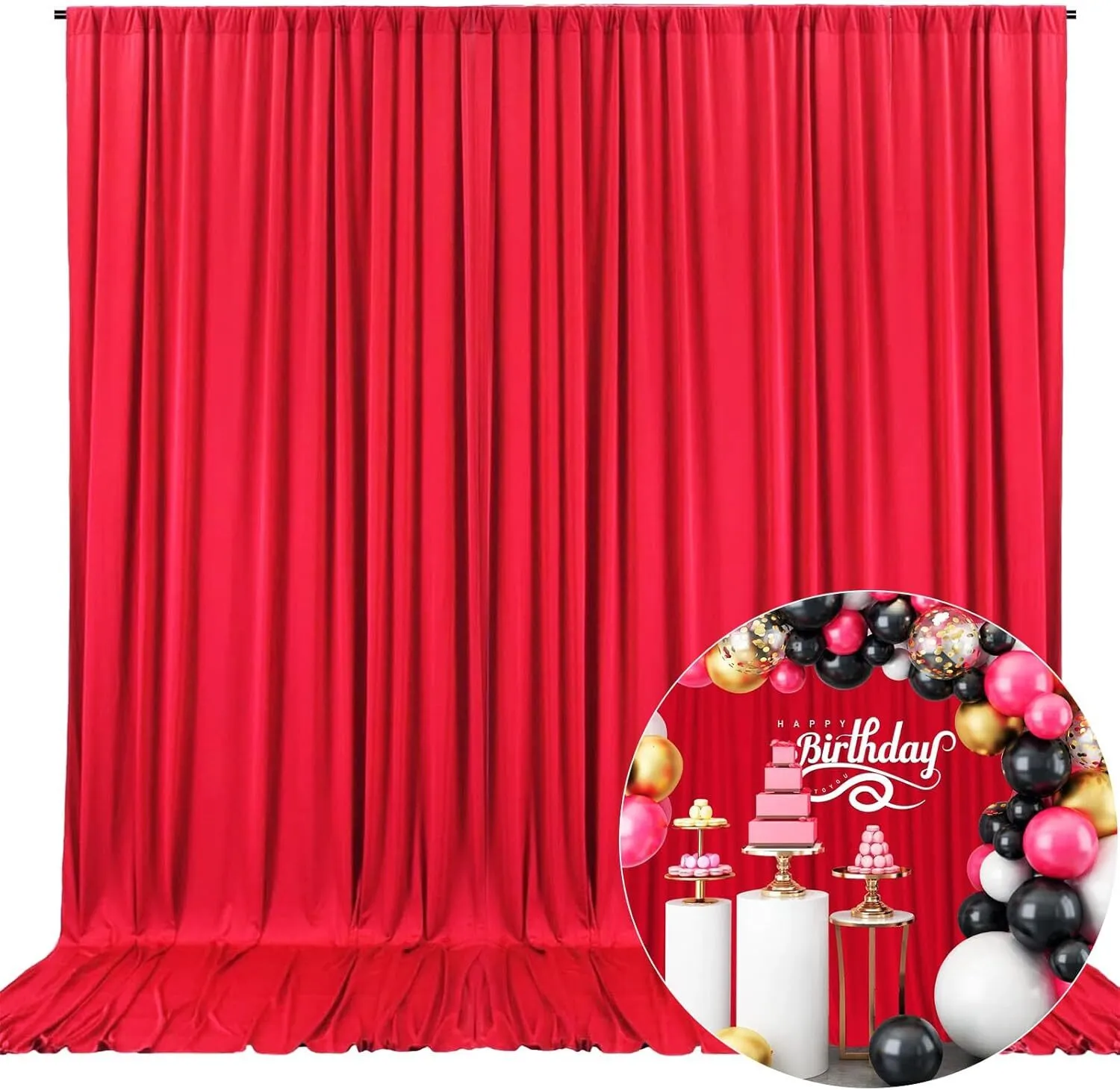 5' x 7' Silky Red Backdrop Curtain