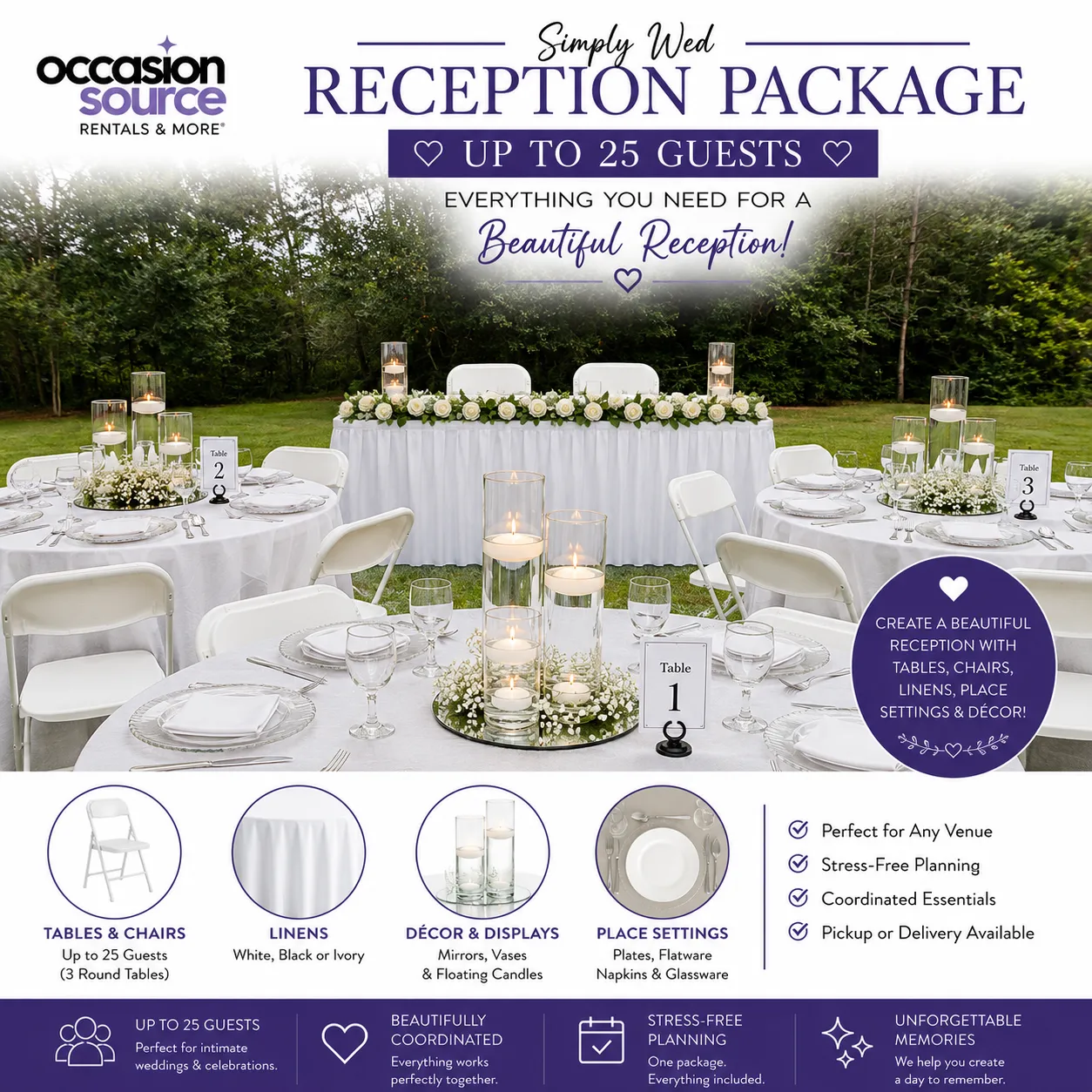 Simply Wed Reception Package - Up to 25 Guests