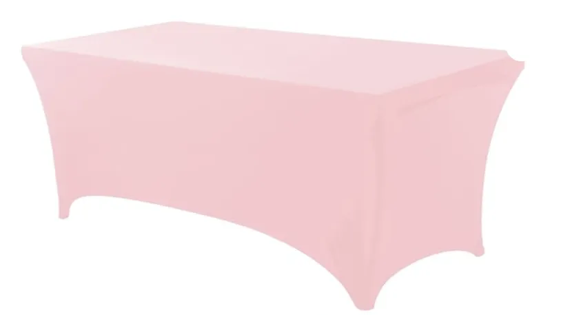 6 ft Light Pink Spandex Rectangle Tablecloth