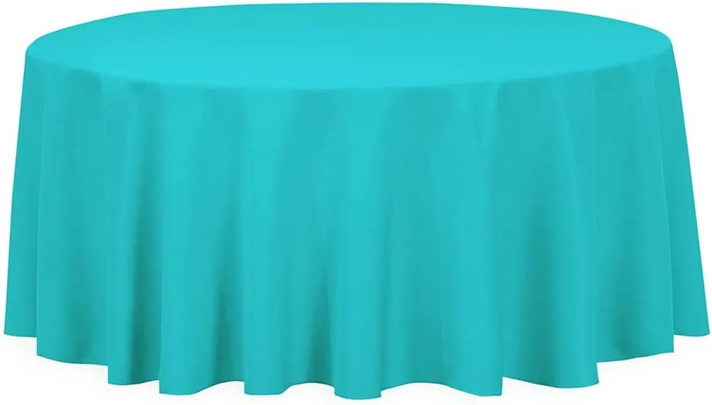 132" Turquoise Round Polyester Tablecloth