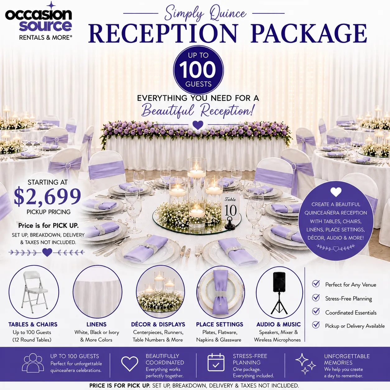 Simply Quince Reception Package – up to 100 Guests