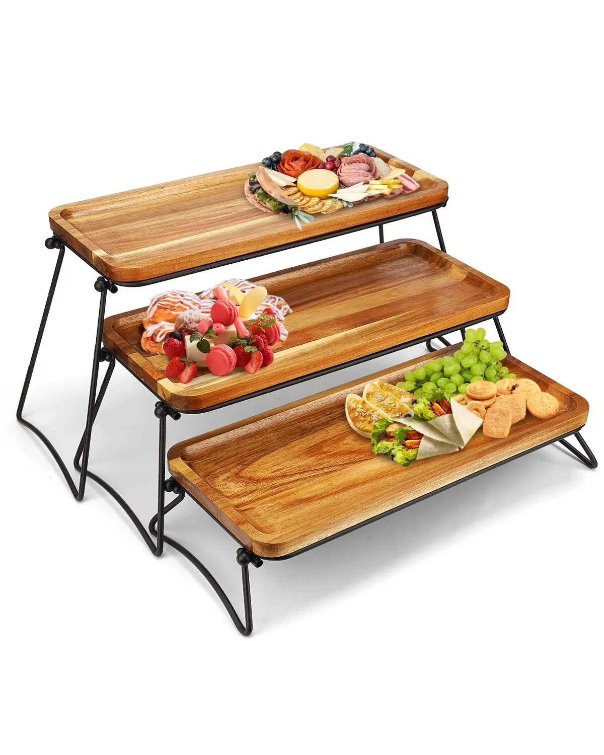 3-Tier Rustic Wood Display Tray