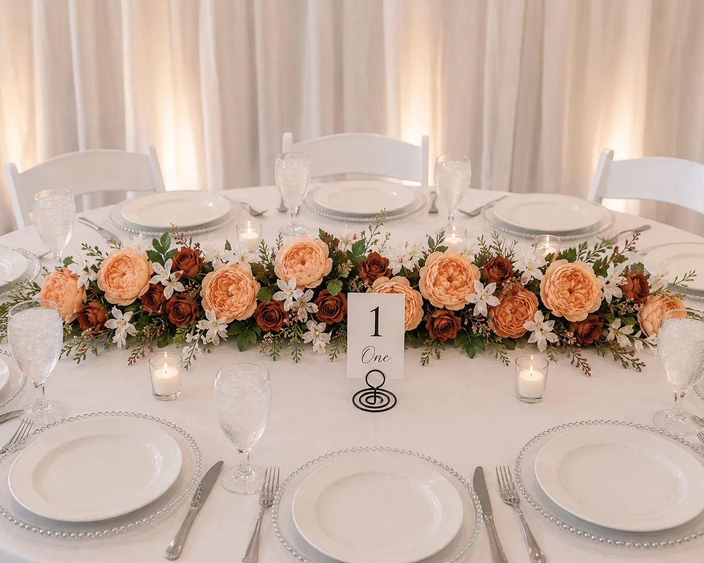 6 ft Strand Orange Artificial Peony Flower Garland