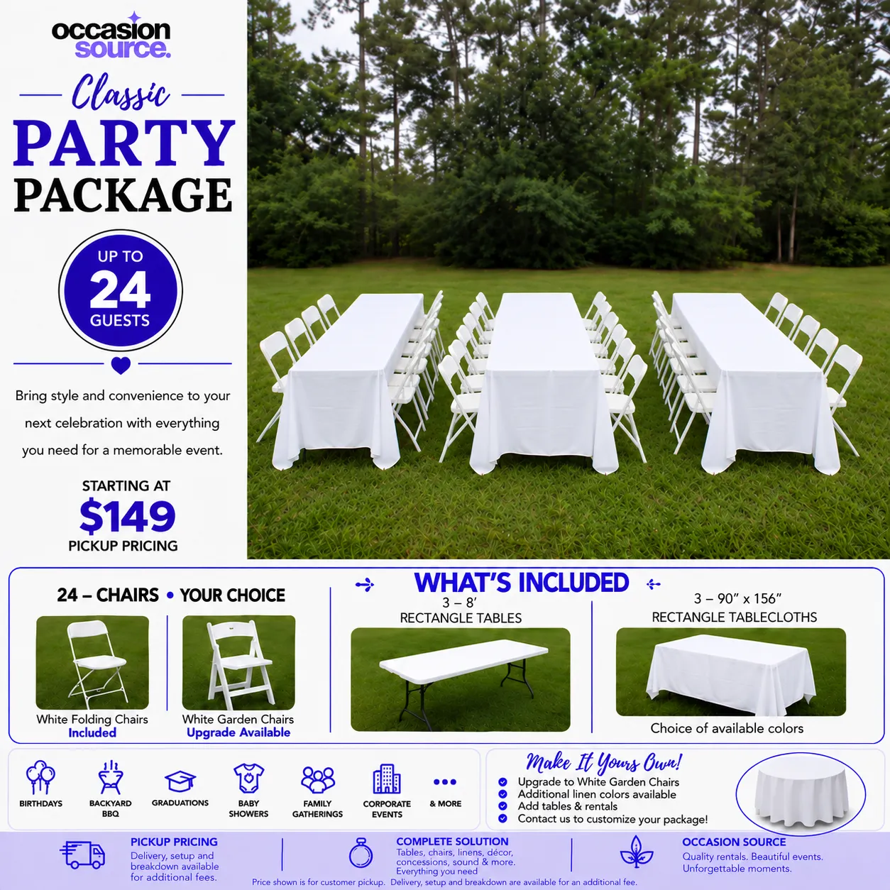 Classic Party Package – up to 24 Guests