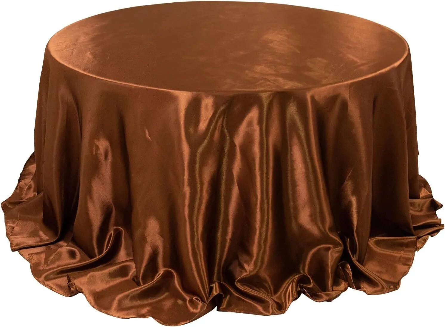 132" Brown Round Satin Tablecloth
