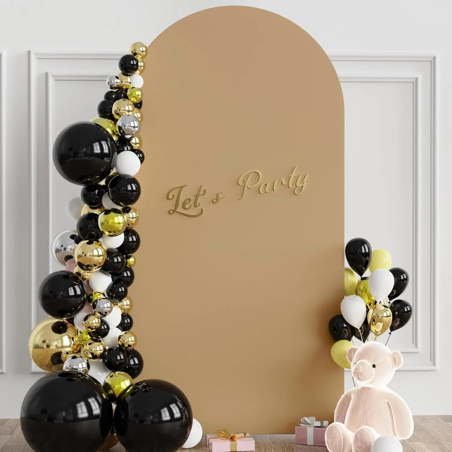 6.6 ft Khaki Spandex Arch Backdrop Cover