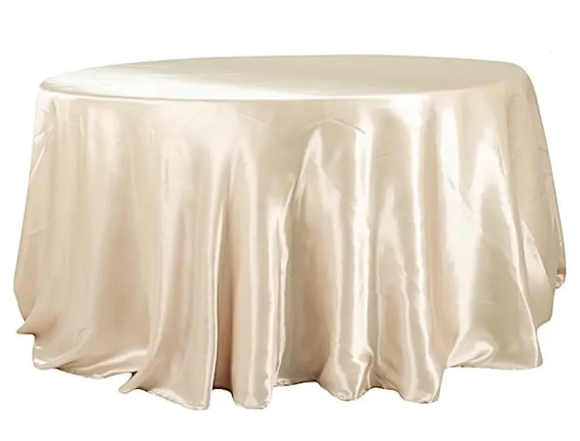 132" Beige Round Satin Tablecloth