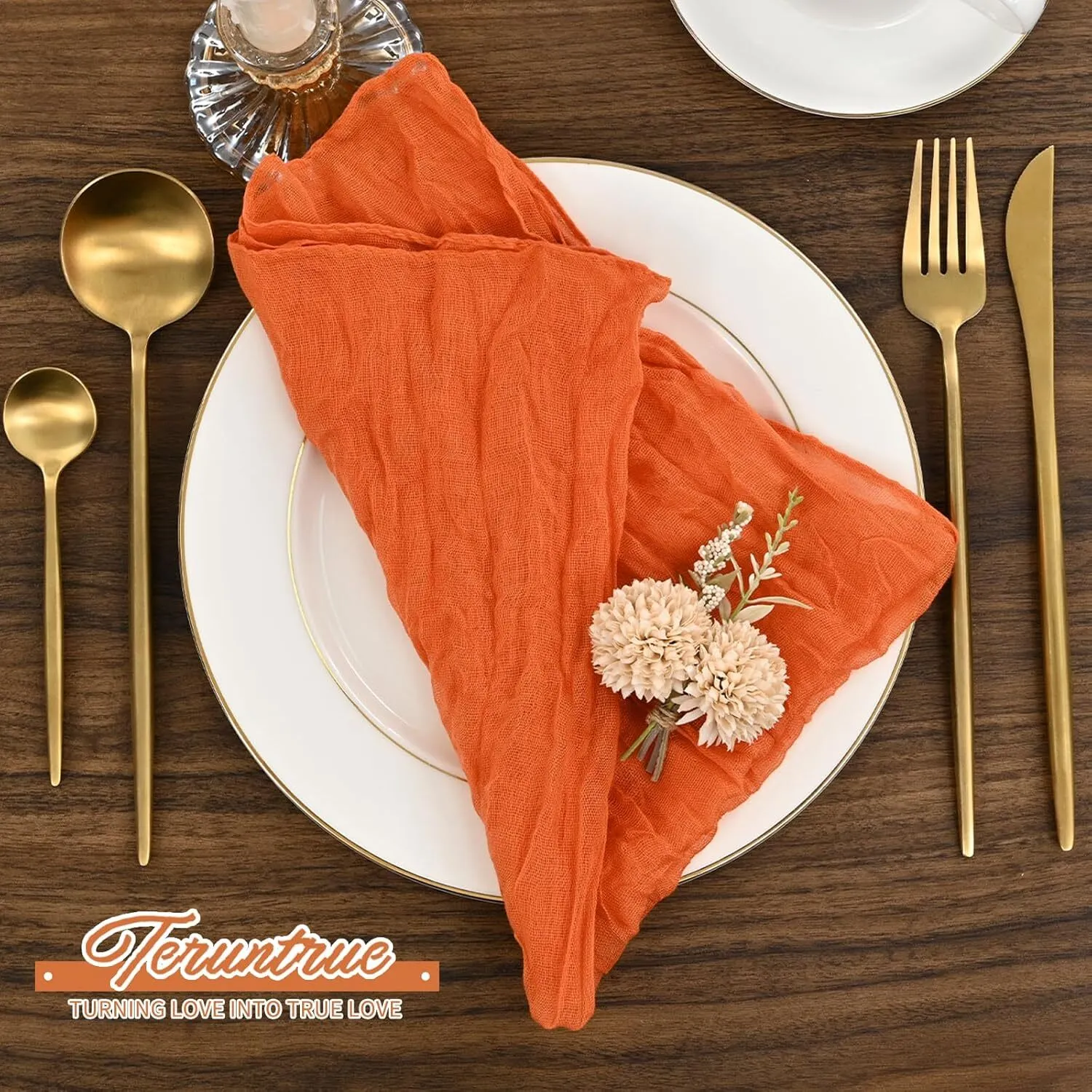 20" x 20" Burnt Orange Cheesecloth Napkin